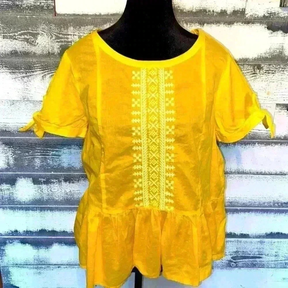 J. Crew Yellow Peplum Blouse size 10 - Picture 1 of 5